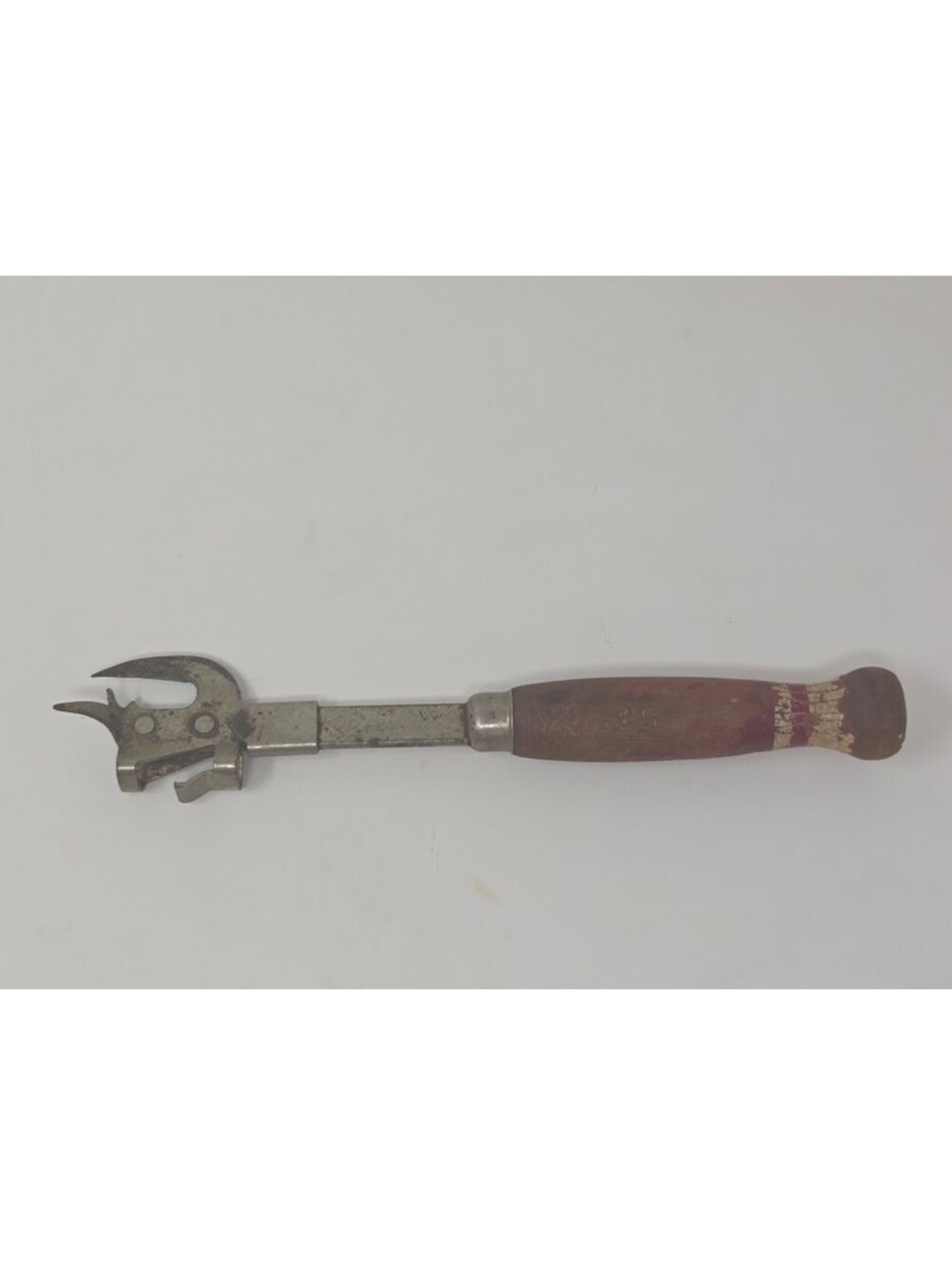 Tool Steel Can Opener Bottle Opener Kitchen Utensil Red Wood Handle Vintage